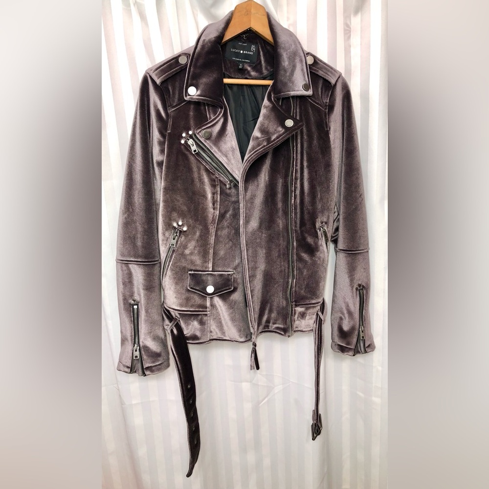 New Lucky Brand Lavender Velvet Moto Jacket - S - Picture 2 of 6